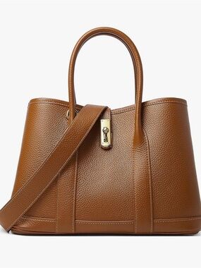 Everyday Structured Tote Bag in Tan Leather
